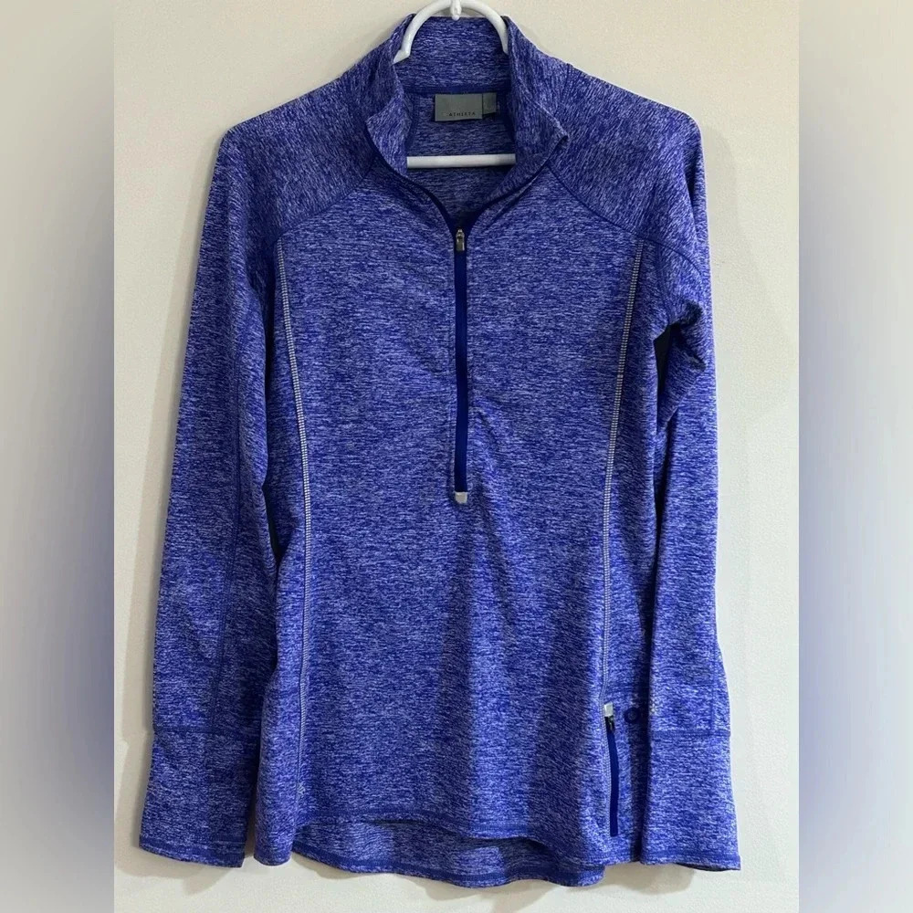 ATHLETA Small Running Wild Half Zip Pullover in Heathered purple pickleball golf - Picture 10 of 10